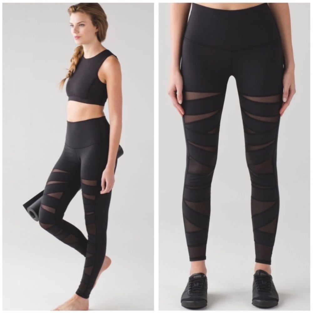 RARE EUC 🔥 Lululemon Wunder Under Pant (Hi-Rise) *Tech Mesh 25" Black